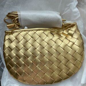 Gold Woven Crossbody Clutch Bag